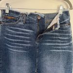 Vtg LEI Y2K Maxi Jean Skirt Sz 5 Slit Fringe Festival Western Boho High Waist Blue Photo 2