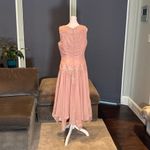 Women’s Pink Chiffon Dress Floral Detail ZipUpBack Matching Jacket Size 24W/26W Photo 7