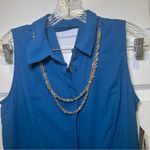 Thalia Sodi NWT  Teal Blue Sleeveless Button Front Side Slit Tunic Top S Photo 2