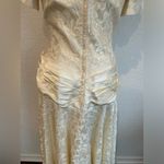 Vintage 1980s Ivory Lace Dress Princess Formal Peasant Cottage Wedding Satin White Size 8 Photo 9