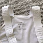 Nike  White Dri Fit Crop Workout Tank Top Embroidered Straps Sz Medium Photo 4