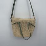 Mistique Paper Straw Crossbody Bag Green Faux Leather Cottage Photo 8