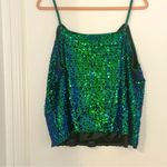 Allegra K  Green and Blue Sequined Shining Adjustable Straps Sparkle Cami Top Photo 7