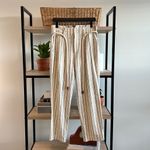 Anthropologie Maeve by Sutton Cotton Tapered Belt Neutral Stripe Cropped Pant, 8 Photo 2