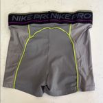 Nike Pro Gray Shorts with Neon and Purple Accents Photo 3