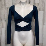 Windsor  Teal Cutout Twist Long Sleeve Crop Top Women’s Size Small Photo 0