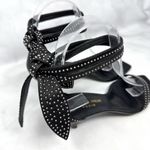 Saint Laurent Charlotte Studded Square Toe Low Kitten Sandal Heels Black 35.5 Photo 8