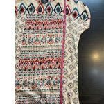 Angie  Boho Southwestern Geometric Print Beaded Peasant Top Medium Dolman Sleeves Photo 8