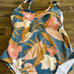 Kona Sol  Floral Tropical One Piece Cream Tan Blue Neutral Small Photo 2