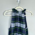J.Crew Plaid Halter Top Blue Green Yellow Tie Neck Holiday Winter H3481 Size 10 Photo 3