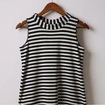Marimekko Mock Neck Dress Black White Tasaraita Stripe Cotton Sleeveless Small Photo 2
