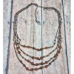 1928 Brand Multi Strand Collar Necklace Bronze Color & Amber Orange Faceted Bead Brown Photo 6