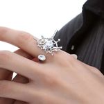 Korean Vintage Zircon Spider Web Silver Open Ring Photo 0