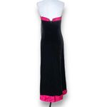 Vintage 90s Black Velvet Strapless Maxi Gown Pink Rose Trim Formal Evening XS Size 4 Photo 4