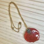 Handmade Resin Necklace with Real Flower Petal & Gold Glitter Photo 6