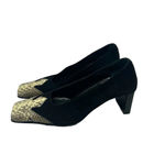 RODO Black Square Snakeskin Toe Western Style Heels Size 35‎ / US 5 Photo 3