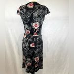 Avalanche Vintage  black floral true wrap midi dress size 3 Photo 3
