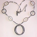 NY Brand Silver Tone Gunmetal Gray Dark Metal Gray Pendant Boho Necklace Photo 5