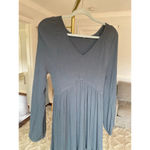 In Loom  Smocked Maxi Dress Slate Gray Charcoal Long Sleeve Tiered Cotton Gauze L Photo 3