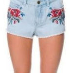 Element Denim size 28 100% cotton embroidered pockets shorts. Red Photo 0