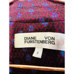 Diane Von Furstenberg  Red Printed Wool Blend Blazer Coat Size 6 Photo 9