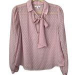 Avec Les Filles Pink Blush Sheer Balletcore Bow Long Sleeve Top Size M Photo 2