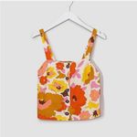 Lush Clothing LUSH Poppy Ivory Pink Orange Floral Cropped Linen Button Front Tank Top Sz Small Photo 9