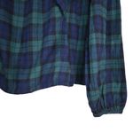 J.Crew Women's M Flannel Squareneck Ruffle Top in Green Navy Black Plaid Photo 6