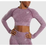 Gymshark Women's‎  Vital Seamless Crop 2.0 Long Sleeve Shirt Size S/M Pink Marl Photo 0