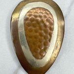 Hammered Metal Teardrop Silver and Gold Tone Pendant Photo 0