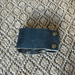 Rebel Designs Round Disc with Metal Rim Leather Cuff Wrist Bracelet Blue Photo 4