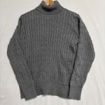 st. john's bay  Cable Knit Sweater Womens L Gray Turtleneck Preppy Academia Office Photo 0
