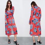 ZARA NWT  Printed Midi Dress Floral Belted Bloggers Fav Photo 1