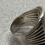 Bold Sterling Silver Statement Piece Ring Rectangular Mother of Pearl Inlay Sz 7 Photo 5