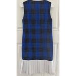 Vintage OOAK plaid double breasted pleated blue white dress small Photo 11