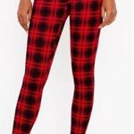 Loft Buffalo plaid black/red ponte leggings. Stretch. Size PS. 23” inseam. Photo 0