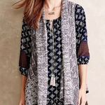 Anthropologie Moth Lavena Pointelle Vest Womens XS Gray Draped Crochet Cardigan Photo 0