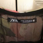 ZARA Black Floral Chiffon Midi Dress Size M Photo 5