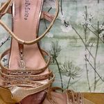 Bella Marie Elegant Sz8.5 Rose Gold Strappy Wedge Sandals Photo 2