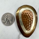 Hammered Metal Teardrop Silver and Gold Tone Pendant Photo 2