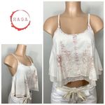 Raga New.  boho ivory/pink embroidered crop top. Small. Retails $109 Photo 1