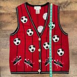Mandal Bay Vintage Soccer Sweater Vest Red Size L Photo 11