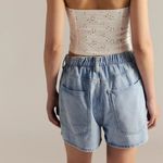 Free People #58 NWT Clark Pleated Denim Shorts in Beach Stoned Blue Photo 3