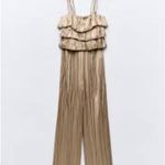 ZARA  PLEATED RUFFLED SATIN EFFECT JUMPSUIT SIZE MEDIUM Photo 1