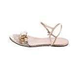 Gucci Marmont Double G Gold Metallic Leather Ankle Strap Sandals Women Size 7.5 Photo 2