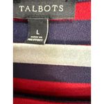 Talbots Red and Blue Stripe 3/4 Sleeve Knit Dress Size L Nautical Button Detail Photo 6