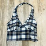 Altar'd State  blue white plaid halter style crop top size Medium Photo 3