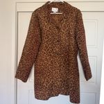 90s Vintage Susan Graver XL Womens Animal Print Satin Lined Button Blazer Coat Brown Photo 2