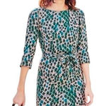 Boden Floral Kelly Green & Pink Four‎ Leaf Clover Sheath Belted Tie Dress US 6R Size 6 Photo 0