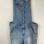 Hollister Light Wash Distressed Denim Overalls Sz XS Boho Western Photo 4